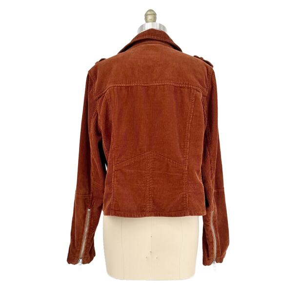 Blank NYC Corduroy Moto Jacket size Large Brown Crop Biker - Picture 8 of 16